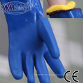 NMSAFETY Frottee vollbeschichteter blauer PVC-beschichteter Arbeitshandschuh für den Wintereinsatz